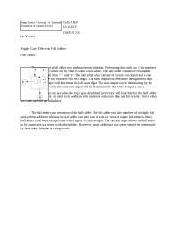 Ripple Carry Adder Problem and Solution