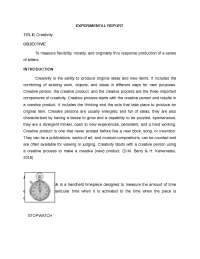 Creativity: An Experimental Study on Anagram Formation