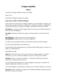 Estudio de la Lengua Española: Unidad y Diversidad - Normas y Uso - Prof. Jiménez Rios
