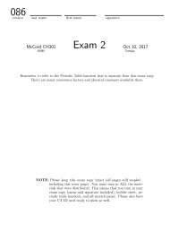 Exam 2 with Solutions | Principles of Chemistry I | CH 301