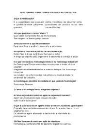 Questionario de toxicologia