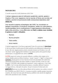 RIASSUNTO FATTO BENE Storia della Costituzione Romana, prof. Vincenti I parte