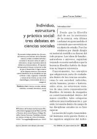 Individuo, estructura y práctica social: tres debates en ciencias sociales- Jaime Torres Guillén