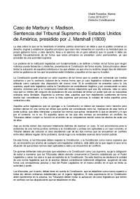 Caso de Marbury v. Madison. Sentencia del Tribunal Supremo d ...