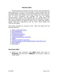 notes on microsoft word