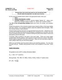 Exam 2 with Key for General Chemistry 2 | CHEM 1133 - Docsity