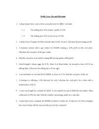 Profit and Loss exercises - Docsity