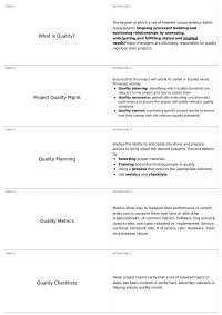 Project Quality Management: Terms and Definitions