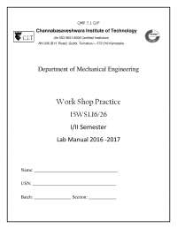Work shop manual for engineering students