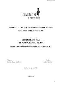 Seminarski rad tema "imovinski odnosi između supružnika"