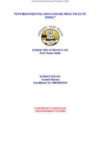 Environmental Disclosure Practices in India
