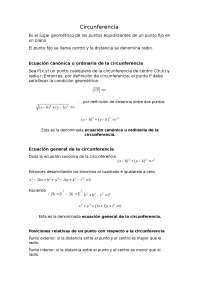 Teoria y ejemplos de circunferencia en el plano analitico