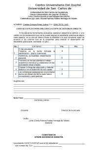 Hoja de calificación- practica directa FID