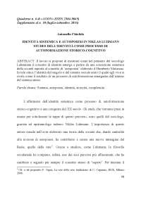 IDENTITÀ SISTEMICA E AUTOPOIESI IN NIKLAS LUHMANN