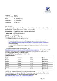 offer of university of melb