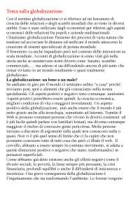 Tema/ appunti sulla globalizzazione