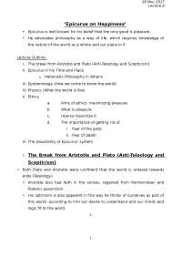Lecture8 Epicurus on Happiness.docx