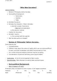 Lecture3 Who Was Socrates