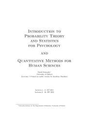 Introduction to Probability Theory and Statistics for Psychology and Quantitative Methods for Human Sciences