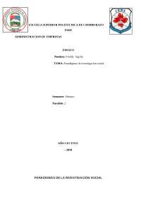 INVESTIGACIÓN PARADIGMA DE SOCIAL