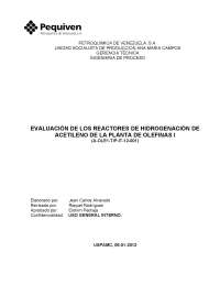 Evaluación de los reactores o convertidores de hidrogenación selectiva de acetileno