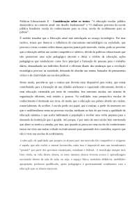 A educação escolar pública democrática no contexto atual: um desafio fundamental