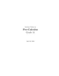 Precalculus Notes: K12