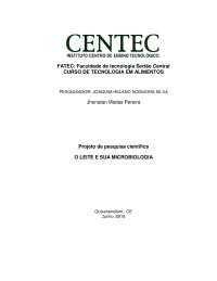 Projeto-Pesquisa o leite e sua microbiologia