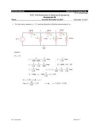 Introduction to Electrical Engineering - Assignment 5 | ECE 109 - Docsity