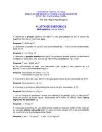 Lista de exercícios Hidrostática