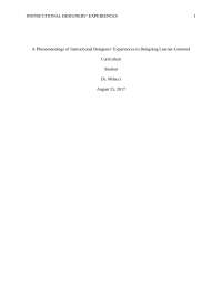 Instructional Designers Experiences - Lecture Notes | EDUC 919