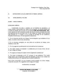 carta de dimision en relamacion de prestaciones laborales