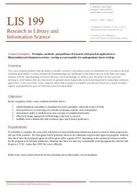 library and information science 199 Syllabus