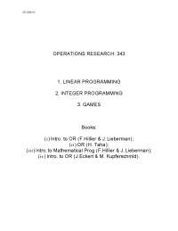 Linear programming solution to the problems