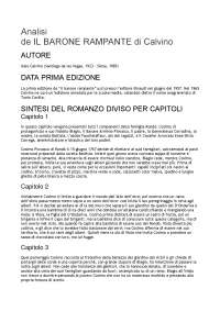 Il barone rampante riassunto dettagliato per capitolo