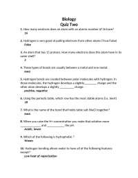 Quiz 2 - 10 Questions on General Biology | BIOL 1001 - Docsity