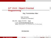 BIT 2102: Java OOP - Content, Assessment, and Reference
