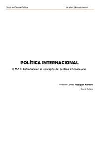 Apuntes Política Internacional USC
