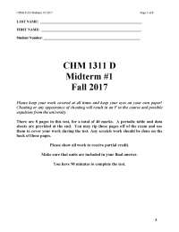 CHM 1311 Midterm 1 Solution
