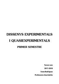 Dissenys Experimentals i Quasiexperimentals