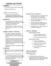 Learning Memory Psychology subject