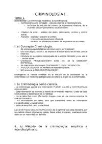 Tema 1 de primero de criminología | Apuntes de Criminología | Docsity