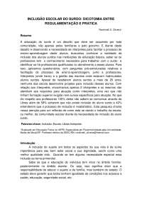 INCLUSÃO ESCOLAR DO SURDO: DICOTOMIA ENTRE REGULAMENTAÇÃO E PRATICA