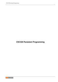 Persistent Programming in Python: CSC326 Lecture Notes