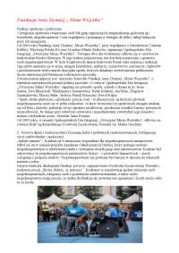 Opis działalności fundacji Anny Dymnej ,, Mimo wszystko"