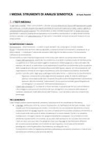 Riassunto I MEDIA: STRUMENTI DI ANALISI SEMIOTICA di Paolo Peverini