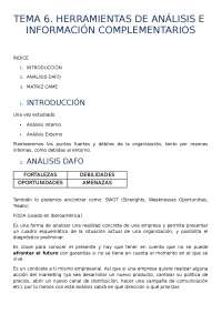 Análisis DAFO y Matriz C.A.M.E: Herramientas de Análisis Empresarial - Prof. de la Cruz