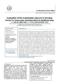 Evaluation of the Sustainable Aspects In Housing Sector To Overcome Housing Stress In Northern Iraq
