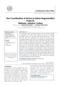 The Coordination of Actors in Urban Regeneration Projects: Fikirtepe, Istanbul, Turkey