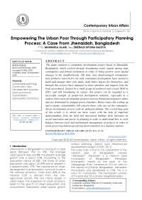 Empowering The Urban Poor Through Participatory Planning Process: A Case From Jhenaidah, Bangladesh